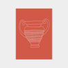 Minimalist digital download art print of an ancient vase on terracotta background