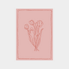minimalist red tulip line art on pink background downloadable digital print