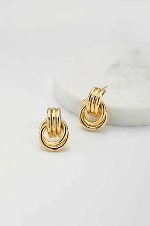 Gold Zafino Poppy small stud earrings with interlocking loop design