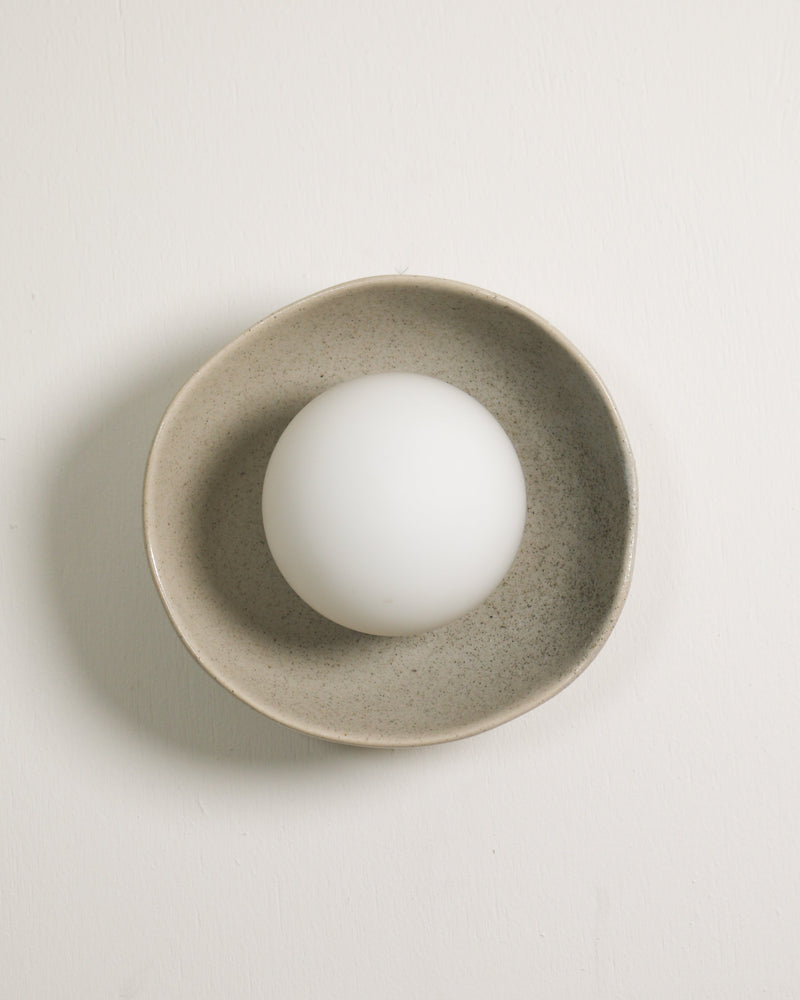 Robert Gordon Shell Wall Sconce ceramic wall light, hand glazed in Shale | norsu Interiors