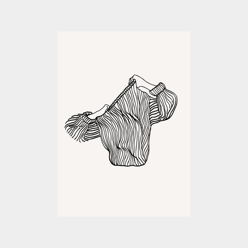 Minimalist digital print of a textured sweater illustration for instant downloadable wall art
