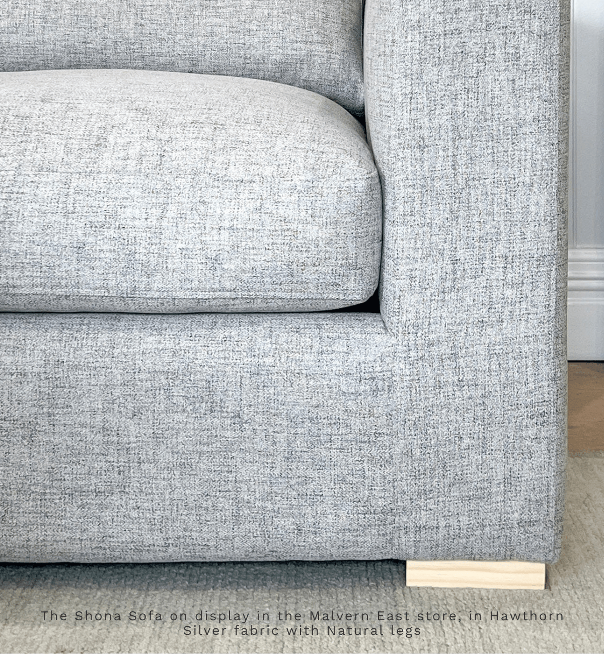 Molmic Sofas 3 Seater Molmic Shona sofa, 3 Seater, Hawthorn Silver Fabic with Oak Timber Legs AVAILABLE FOR IMMEDIATE PICK UP