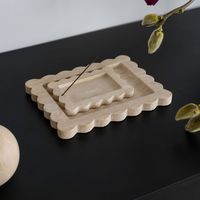 CoTheory Marble Tray, Scalloped Tray - Beige Travertine