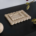 CoTheory Marble Tray, Small Scalloped Tray & Incense Holder - Beige Travertine