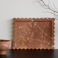 CoTheory Marble Tray, Scalloped Tray - Rosso Alicante