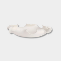 Lottie Decorative Bowl white ceramic with ruffled edges and matte finish, 34cm centerpiece for modern minimalist décor