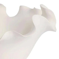 White sculptural Heather Decorative Bowl made of ceramic with organic wavy edges, 33cm diameter x 17cm height, ideal as a centerpiece or stylish fruit bowl.