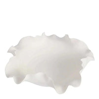 White Nicole Decorative Bowl with ruffled edges and organic ceramic design, handcrafted for elegant home decor.