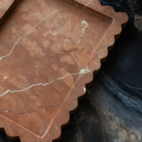 CoTheory Marble Tray, Scalloped Tray - Rosso Alicante