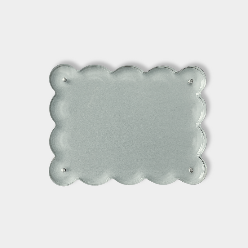 norsu Studio scalloped magnetic photo frame in sage with acrylic finish and secure closure
