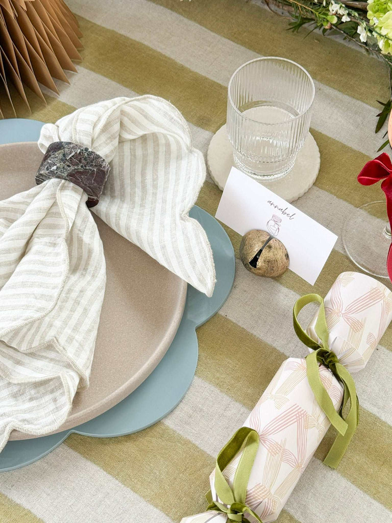 norsu Studio build your own Christmas crackers set with velvet ribbon and festive table setting