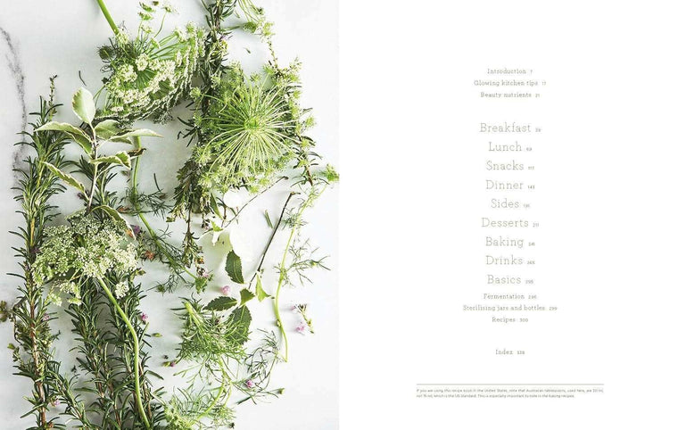 The Beauty Chef book by Carla Oates with natural herbs and recipe index page