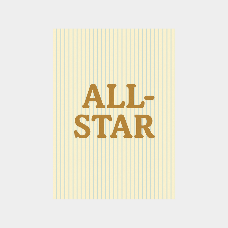 all star text downloadable digital print with vertical stripes background