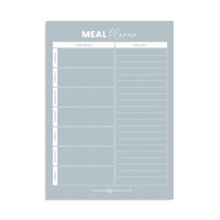 Sky blue A4 magnetic meal planner for weekly meal organization and grocery lists on the fridge