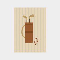 Golfaholic digital print featuring a golf bag and tees illustration on striped background