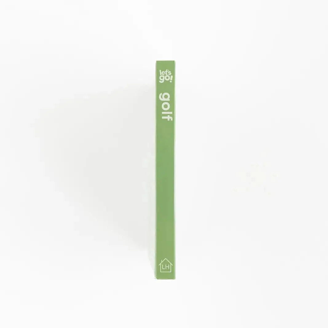 Spine of green Golf Baby board book for toddlers with "let's go! golf" text