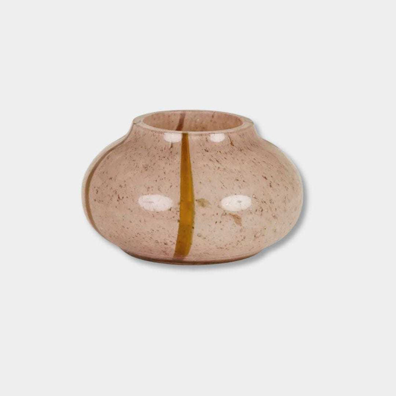 GlobeWest Boden Stripe Bud Vase in blush pink handcrafted glass with delicate stripe pattern and rounded shape