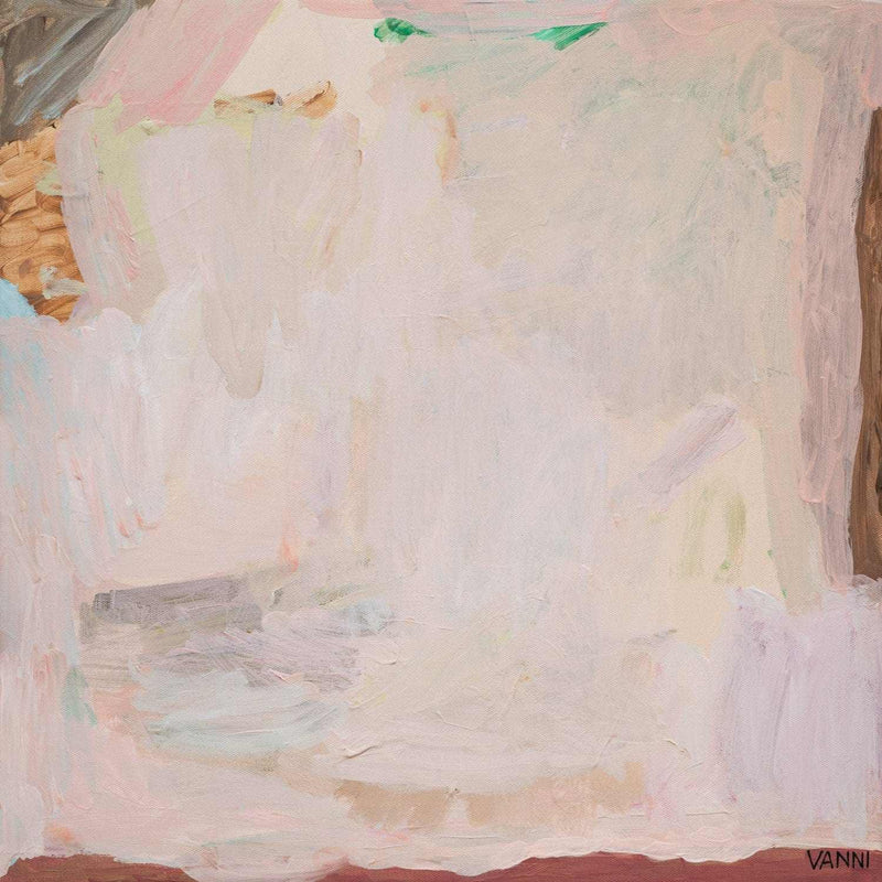 Limited edition abstract canvas print "Endless Summer" by artist Vanni with soft pastel colors and organic shapes, available framed or unframed.