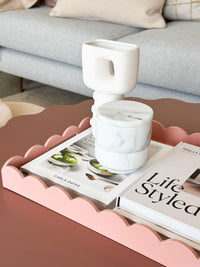 norsu STUDIO Rectangular Scalloped Tray – 43 × 33 cm, Ochre Pink