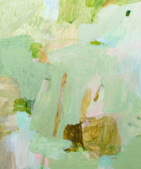 Abstract limited edition print titled Lovely Day by Vanni featuring soft green and pastel brushstrokes on canvas