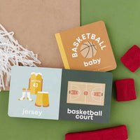 Basketball Baby board book for toddlers with basketball-themed illustrations and durable pages