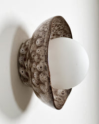 Robert Gordon Shell Wall Sconce ceramic wall light, hand glazed in White Ochre | norsu Interiors