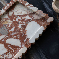 CoTheory Marble Tray, Scalloped Tray - Brown Calacatta