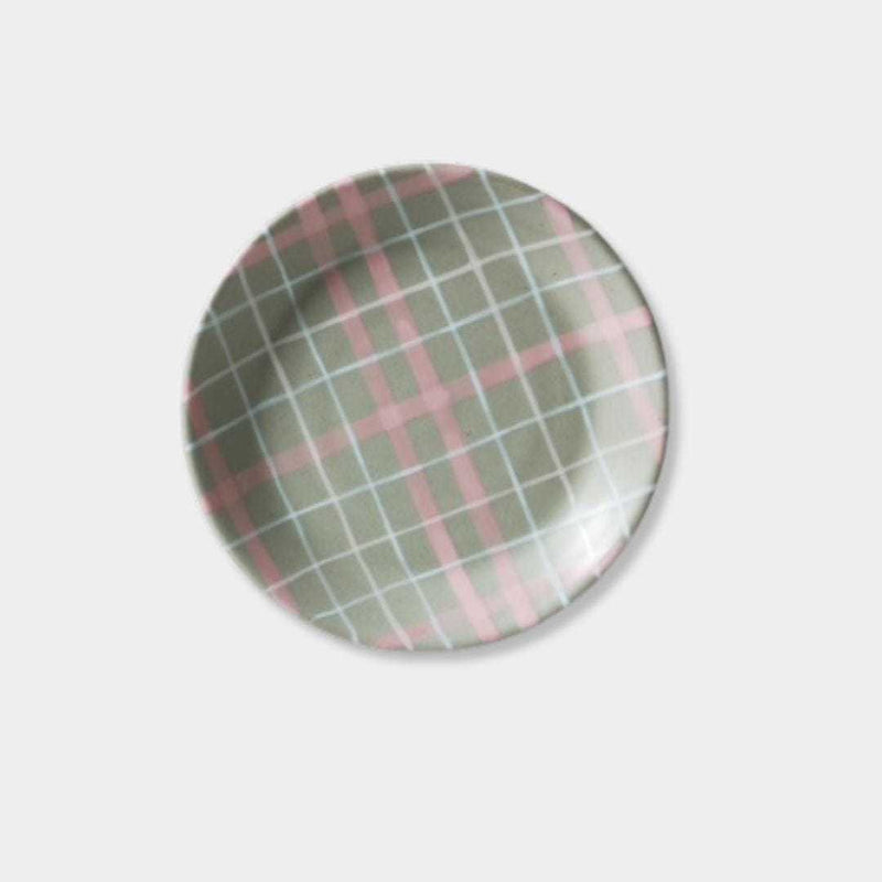 Robert Gordon Plate Robert Gordon Sage & Blush Check Ceramic Plate, Cat's Pyjamas