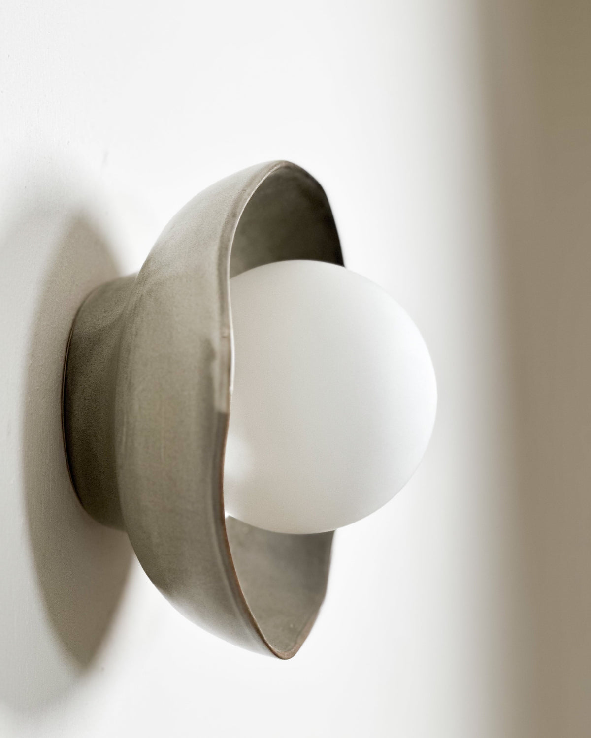 Robert Gordon Shell Wall Sconce ceramic wall light, hand glazed in Saltbush | norsu Interiors