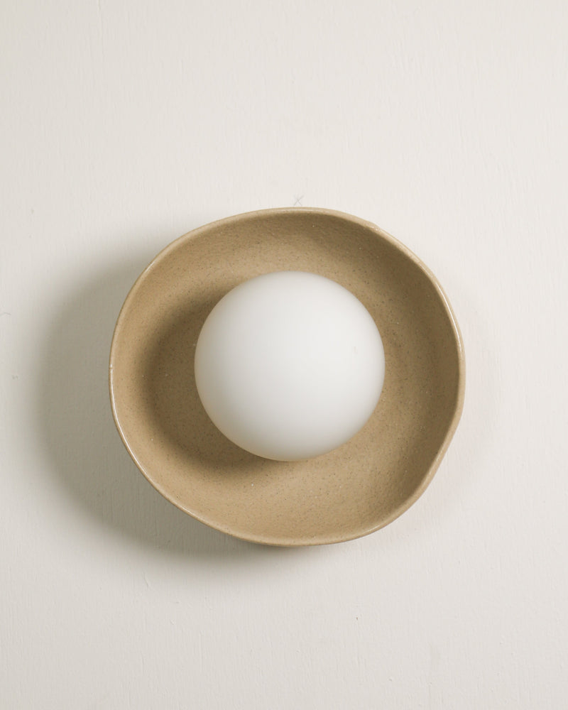Robert Gordon Shell Wall Sconce ceramic wall light, hand glazed in Sand | norsu Interiors