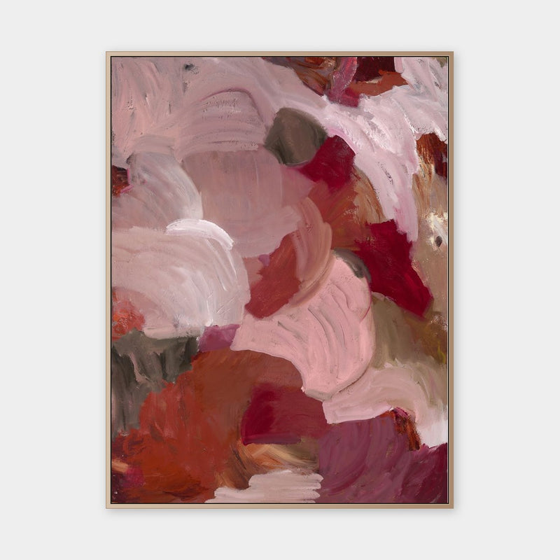 Alisha Falconer Raspberry Ripple fine art canvas print framed in natural oak
