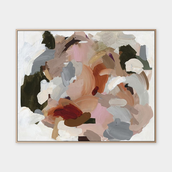 Alisha Falconer Tussle fine art canvas print framed in natural oak