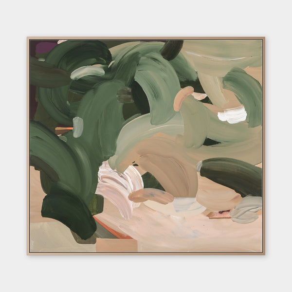 Alisha Falconer Warming over the Valley fine art canvas print framed in natural oak