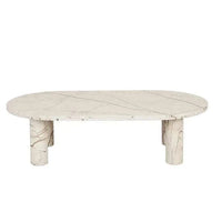 Globe West Coffee Tables Globe West Amara Oval Leg Coffee Table, Brown Vein Marble