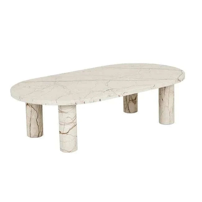 Globe West Coffee Tables Globe West Amara Oval Leg Coffee Table, Brown Vein Marble