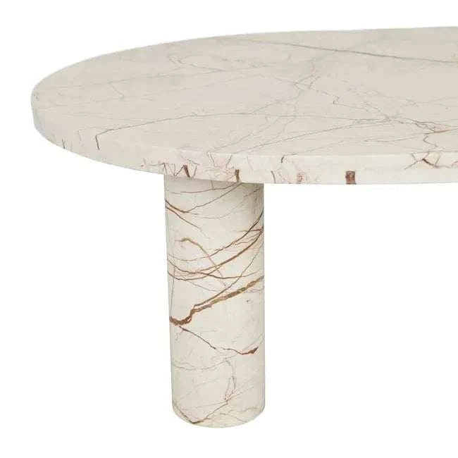 Globe West Coffee Tables Globe West Amara Oval Leg Coffee Table, Brown Vein Marble