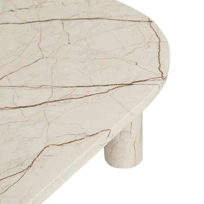 Globe West Coffee Tables Globe West Amara Oval Leg Coffee Table, Brown Vein Marble