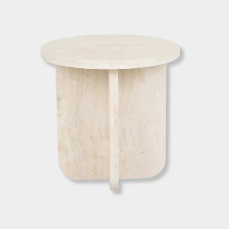 Globe West Side Tables GlobeWest Amara Curve Side Table - Natural Travertine