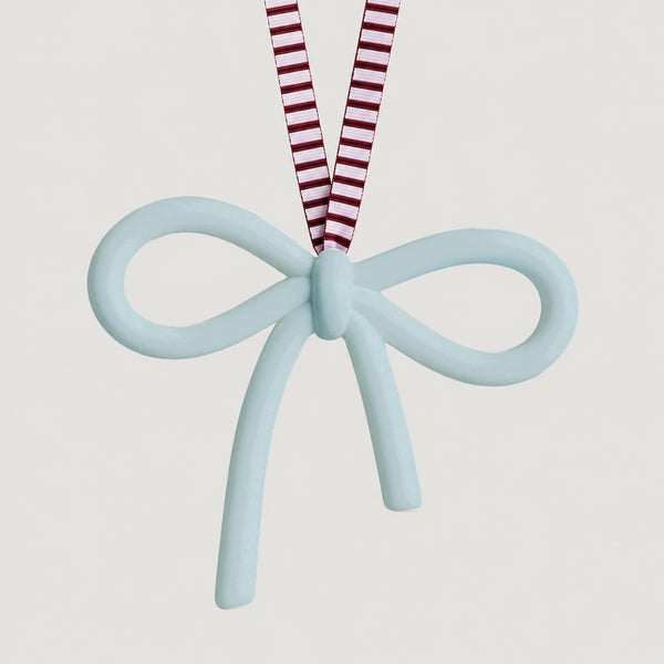 norsu STUDIO Christmas Oversized Ceramic Bow Ornament, 12cm x 10cm, Duck Egg Blue