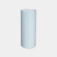 norsu Studio Flow large ceramic petal vase in soft muted blue with scalloped rim and glossy finish