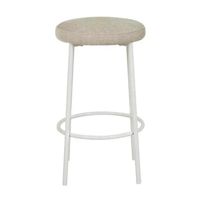 GlobeWest Alden Barstool with Warwick Copeland Birch upholstered seat and white metal legs, 660mm seat height.
