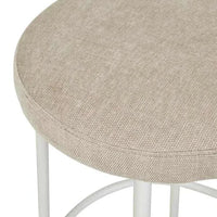 GlobeWest Alden Barstool with Warwick Copeland Birch upholstered seat and white metal legs close-up
