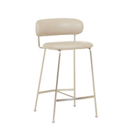 GlobeWest Piccolo Barstool - Sandstone PU - Brushed Chrome