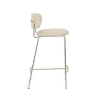 GlobeWest Piccolo Barstool with sandstone PU seat and brushed chrome frame, minimalist modern design