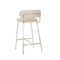 GlobeWest Piccolo Barstool with sandstone PU seat and brushed chrome frame, minimalist modern design