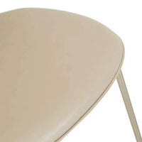 GlobeWest Piccolo Barstool with sandstone PU seat and brushed chrome frame seat detail close-up