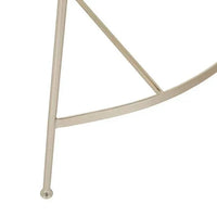 Close-up of brushed chrome steel frame and footrest of GlobeWest Piccolo Barstool in sandstone PU upholstery