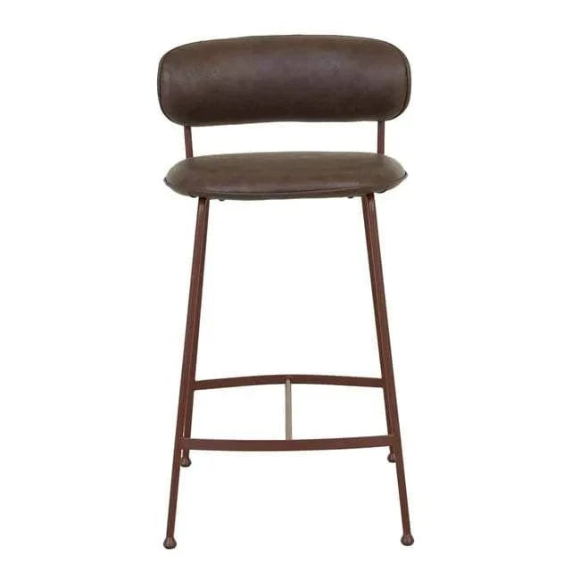 Globe West Dining Chairs GlobeWest Piccolo Barstool - Vintage Matt Dark Brown PU - Matt Syrah