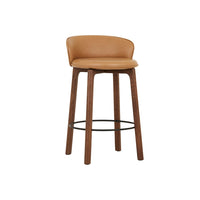 GlobeWest Tolv Glide Barstool - Pecan Leather - Espresso Oak