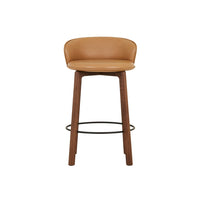 GlobeWest Tolv Glide Barstool - Pecan Leather - Espresso Oak